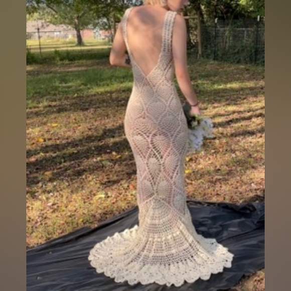 Handmade Crochet Wedding Dress - Picture 2 of 2